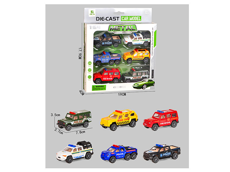 1:64 Die Cast Car Pull Back(6in1) toys