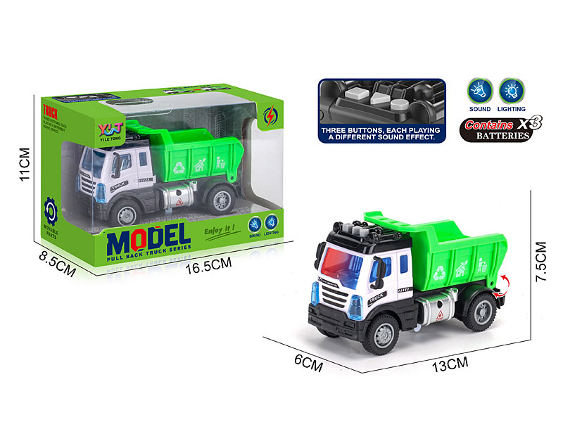 Pull Back Sanitation Truck W/L_S toys