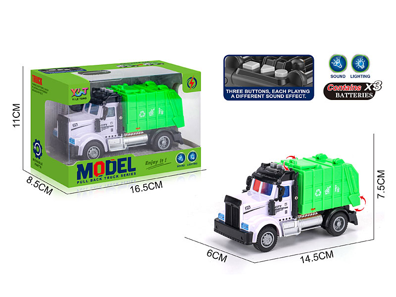 Pull Back Garbage Truck W/L_S toys