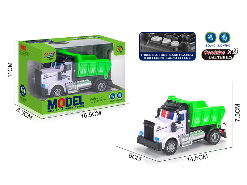 Pull Back Sanitation Truck W/L_S toys