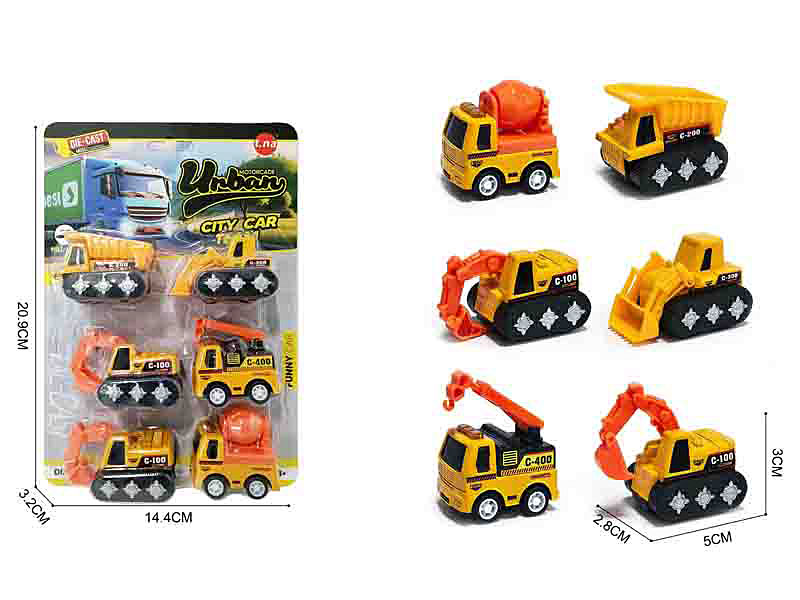 Die Cast Construction Truck Pull Back(6in1) toys
