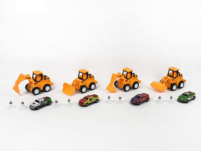Press Construction Truck & Pull Back Car Set(4S) toys