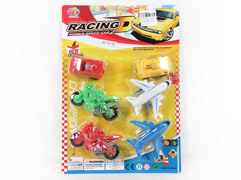 Pull Back Airplane  & Free Wheel Car(6in1) toys