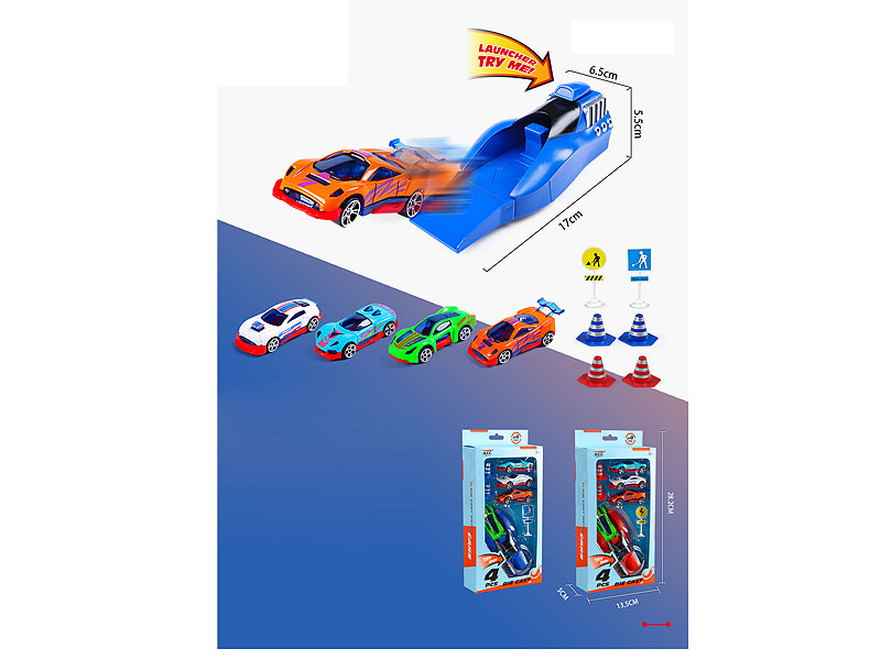 Emitter with 4 free wheel die cast cars (2S) toys