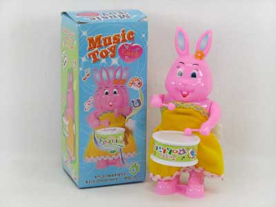 Wind-up Carton Rabbit Playing Drun  toys