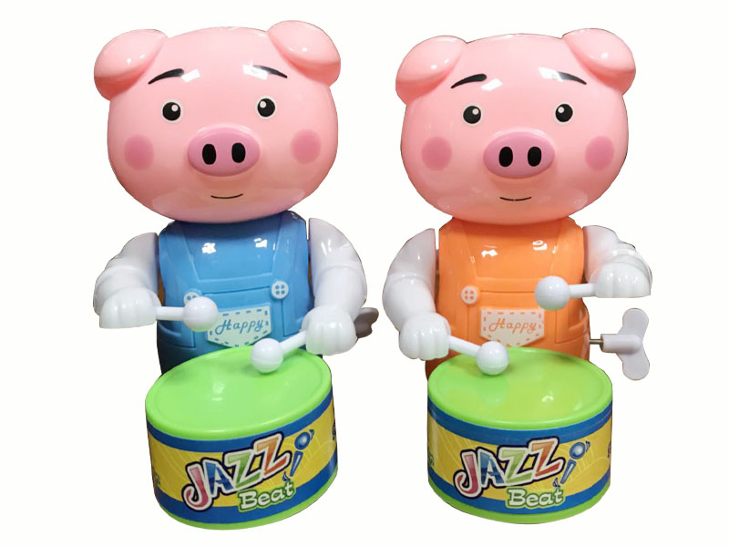 Wind-up Play The Drum Pig(2C) toys