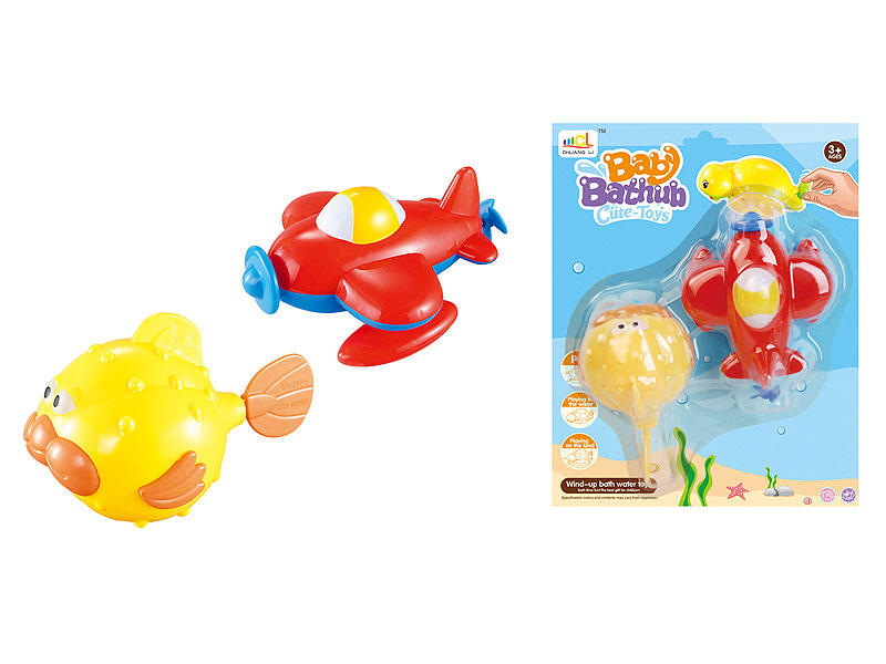 Wind-up Swimming Plane/Pufferfish(2in1) toys