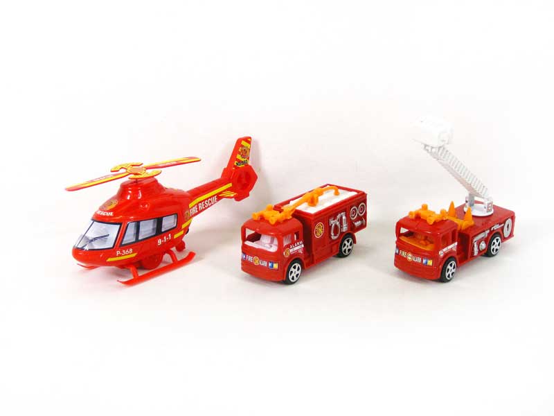 Pull Line Helicopter & Pull Back Fire Engine(3in1) toys