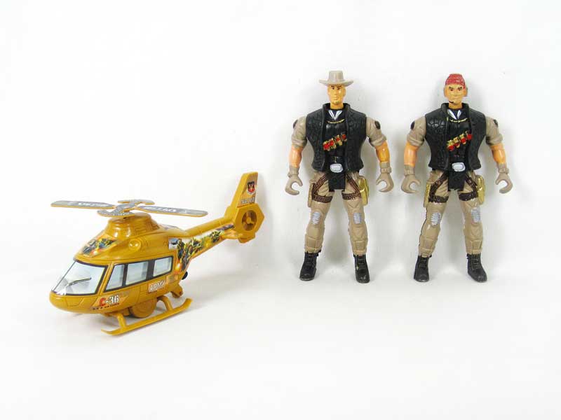 Pull Line Helicopter & Soldier toys