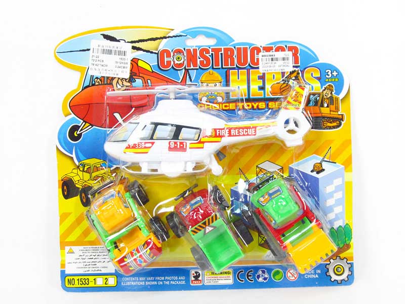 Pull Line Helicopter & Pull Back Construction Truck(2S) toys