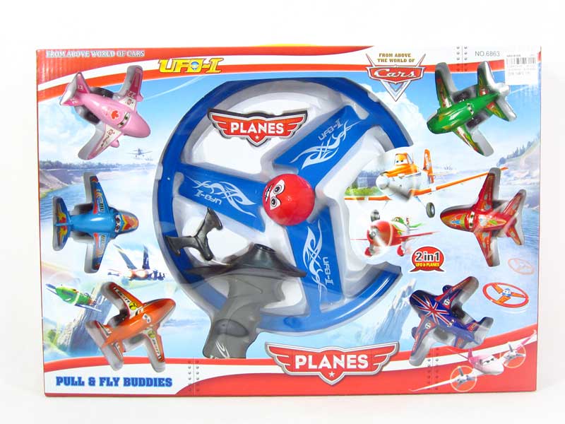 Pull Line Flying Saucer & Airplane toys
