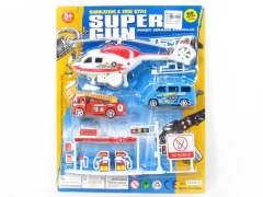 Pull Line Helicopter & Free Wheel Car Set