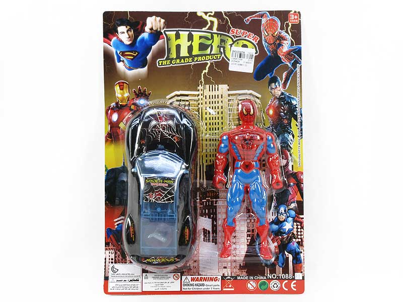 Pull Line Car W/L & Spider Man(2C) toys
