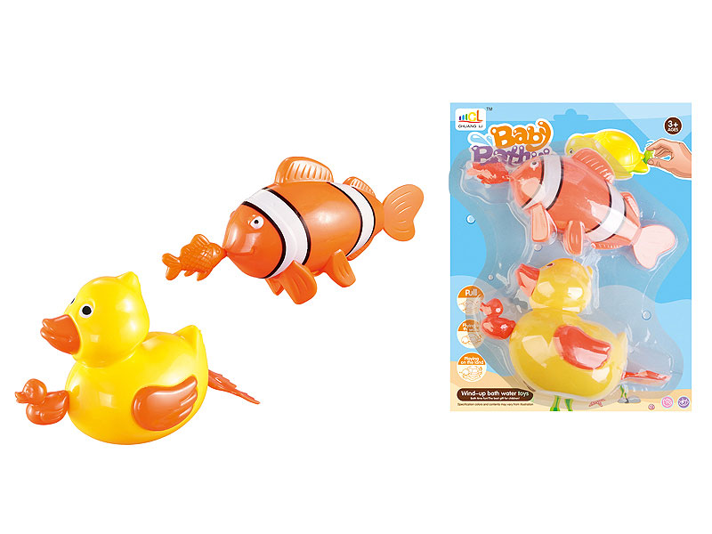 Pull Line Swimming Duck/Clownfish(2in1) toys