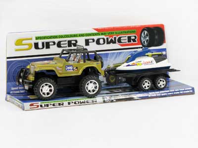 Friction Jeep Tow Boat(3S3C) toys