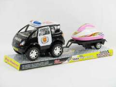 Friction Police Car Tow Motorboat