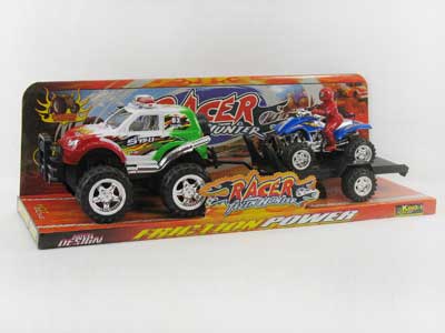 Friction Cross-Country Police Car Tow Pull Back Motorcycle(2 toys