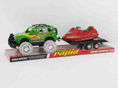 Friction Racing Car W/M_L Tow Boat toys