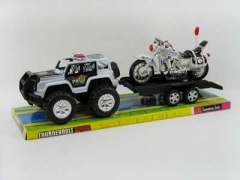 Friction Cross-country Police Car Tow Motorcycle(2C) toys