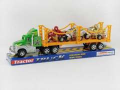 Friction Flat Car Tow Motorcycle(3C) toys