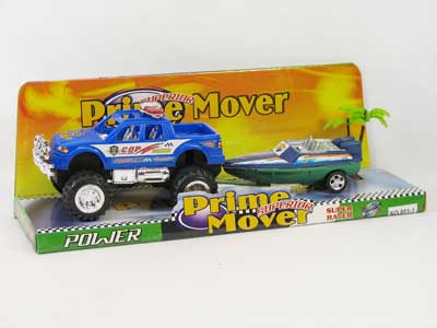 Friction Police Car Tow Boat toys