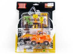 Friction Construction Truck W/Signpost(4S)