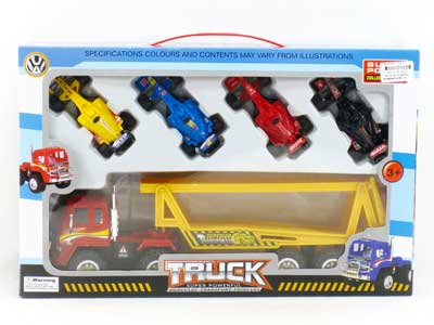 Friction Double Deck Trailer & Free Wheel Equation Car(2C) toys