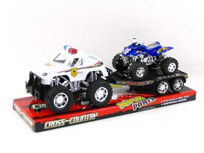 Friction Cross-country Police Car Tow Motorcycle(2S2C) toys