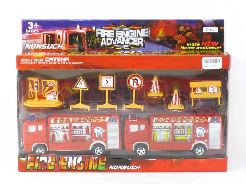 Friction Fire Engine W/Signpost(2in1) toys