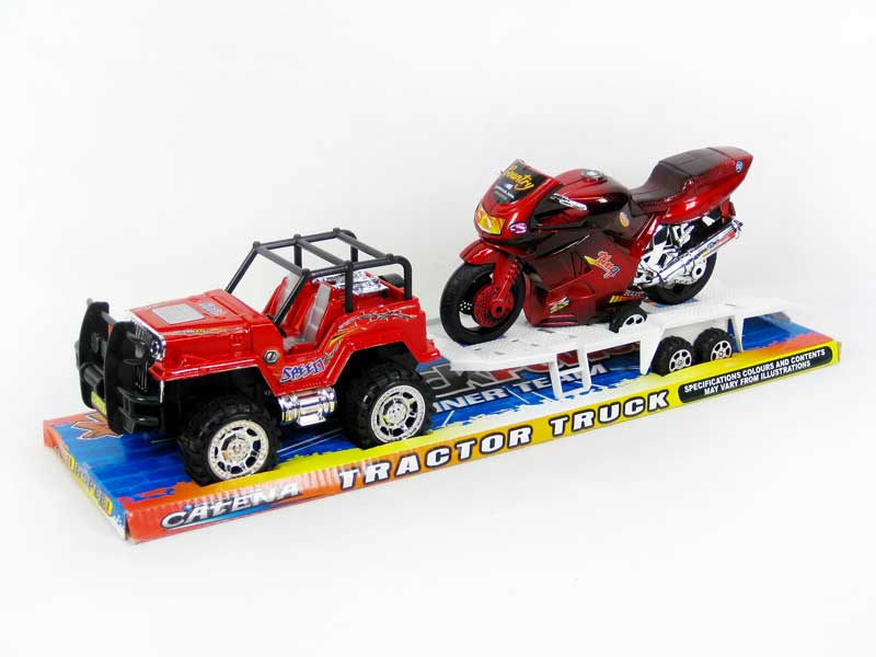 Friction Jeep Car Tow Motorcycle Car toys