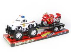 Friction Police Truck Tow Free Wheel Motorcyle(2S2C) toys