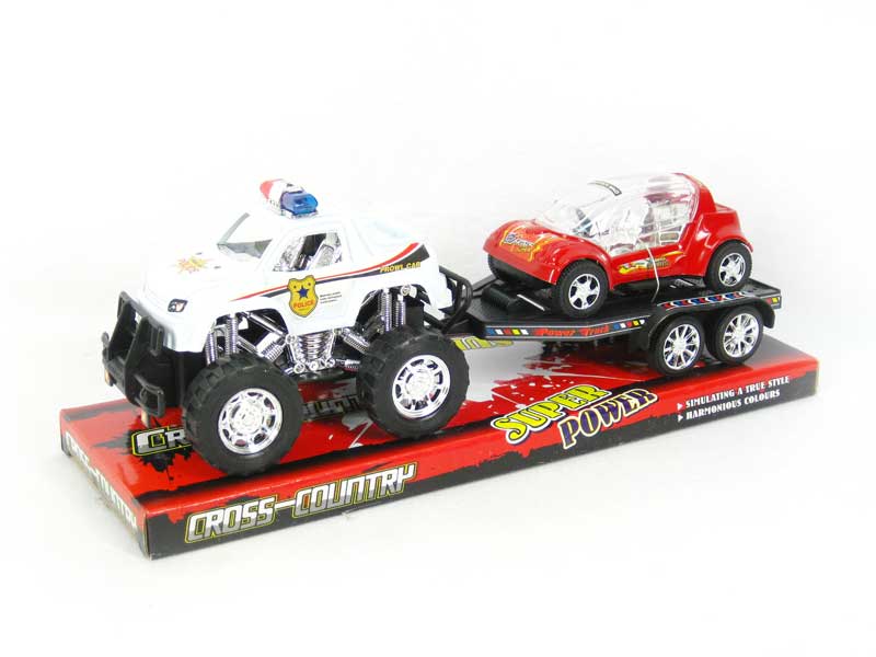 Friction Police Truck Tow Free Wheel Car(2S2C) toys