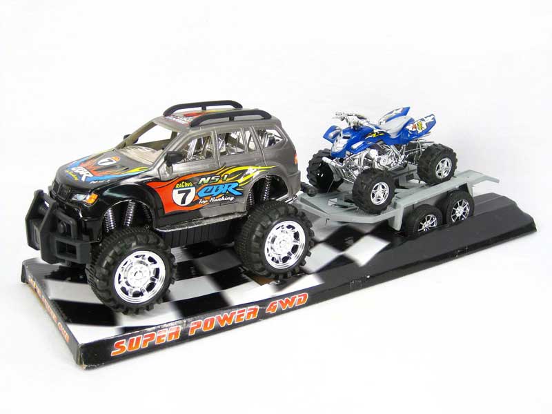 Friction Cross-country Truck Tow Motorcycle(2C) toys
