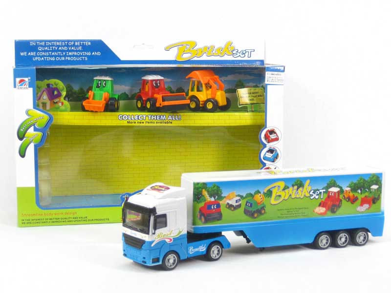 Friction Container Truck & Pull Back Farmer Car toys