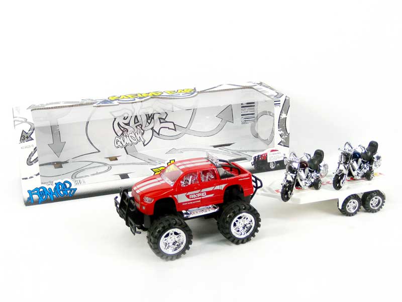 Friction Truck Tow Mutorcycle toys