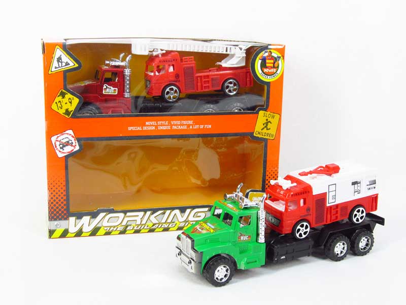 Friction Truck Tow Fire Eengine Car(2in1) toys