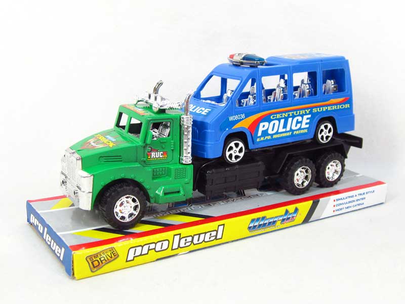 Friction Truck Tow Police Car(2C) toys