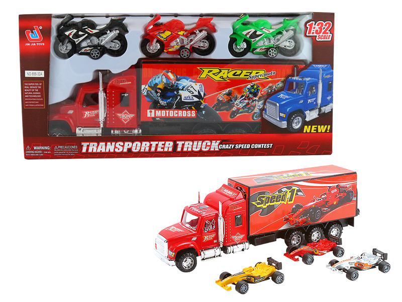 Friction Container Truck Tow Motorcycle(3C) toys