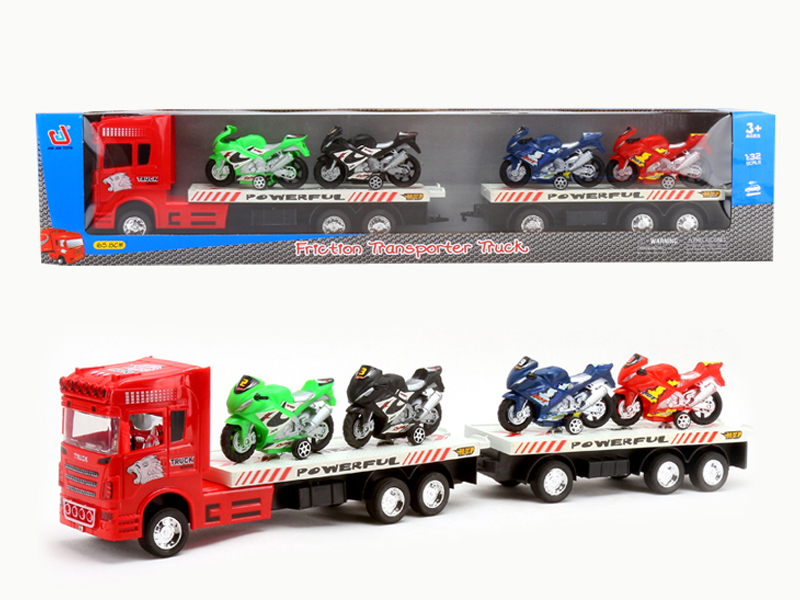 Friction  Truck Tow Motorcycle(3C) toys