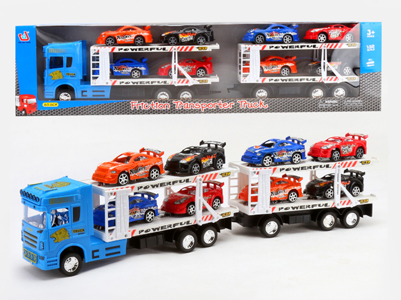 Friction Double Deck Truck Tow Racing Car(3C) toys