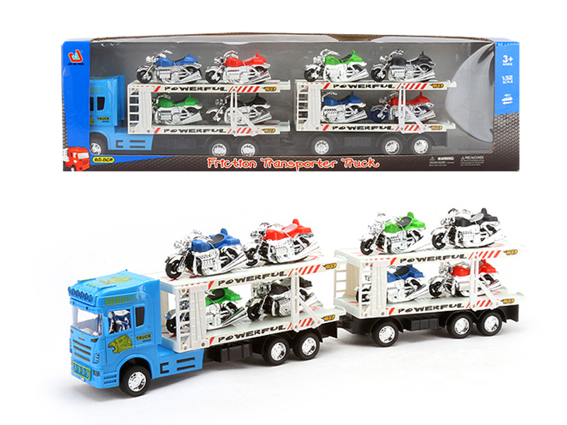 Friction Double Deck Truck Tow Car(3C) toys