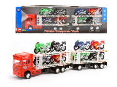 Friction Double Deck Truck Tow Motorcycle(3C)