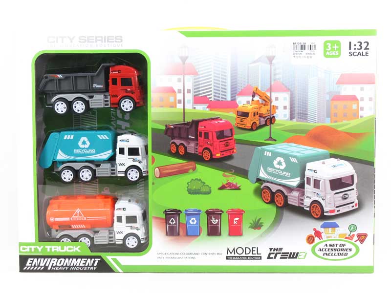 Friction Sanitation Truck Set toys