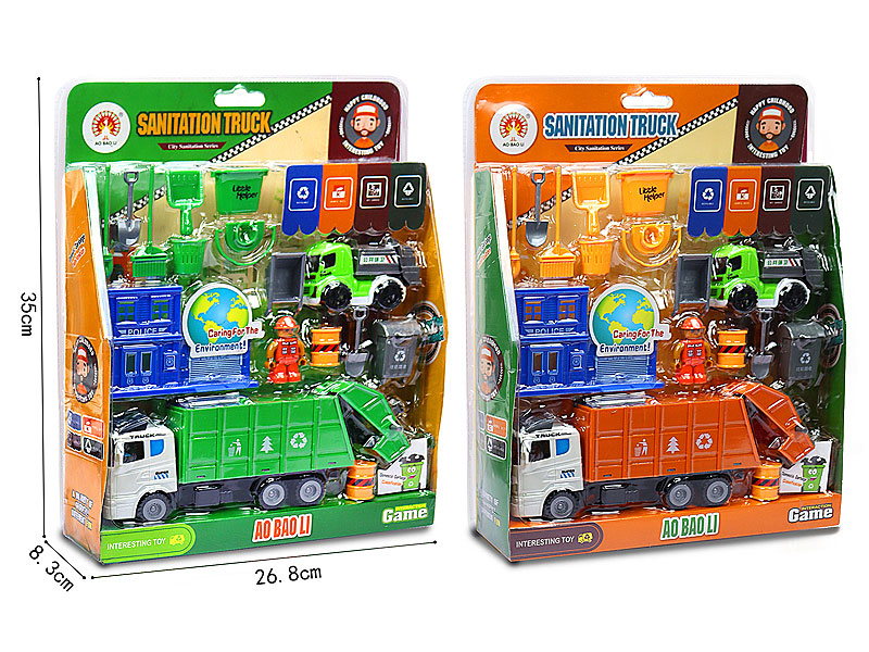 Friction Sanitation Truck Set(2S) toys