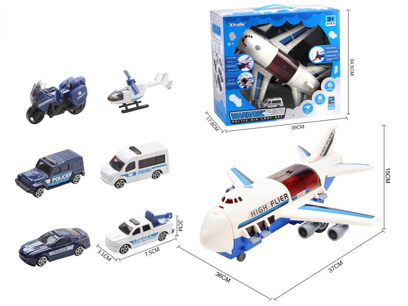 Friction Pick Up The Police Transport Plane W/L_M toys