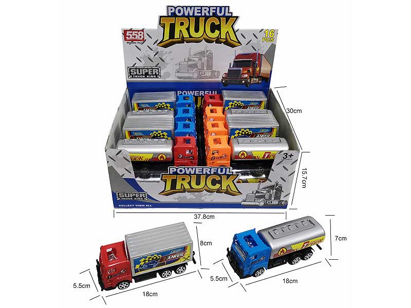 Friction Container Truck & Oilcan Car(16in1) toys