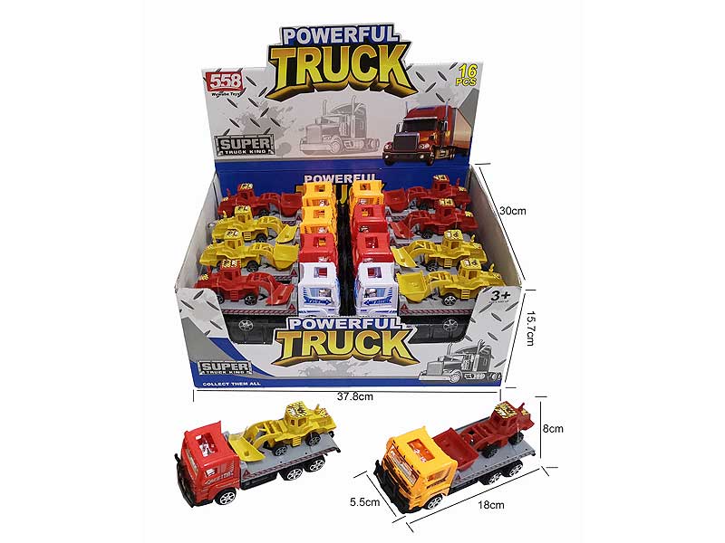 Friction Truck Tow Free Wheel Construction Truck(16in1) toys