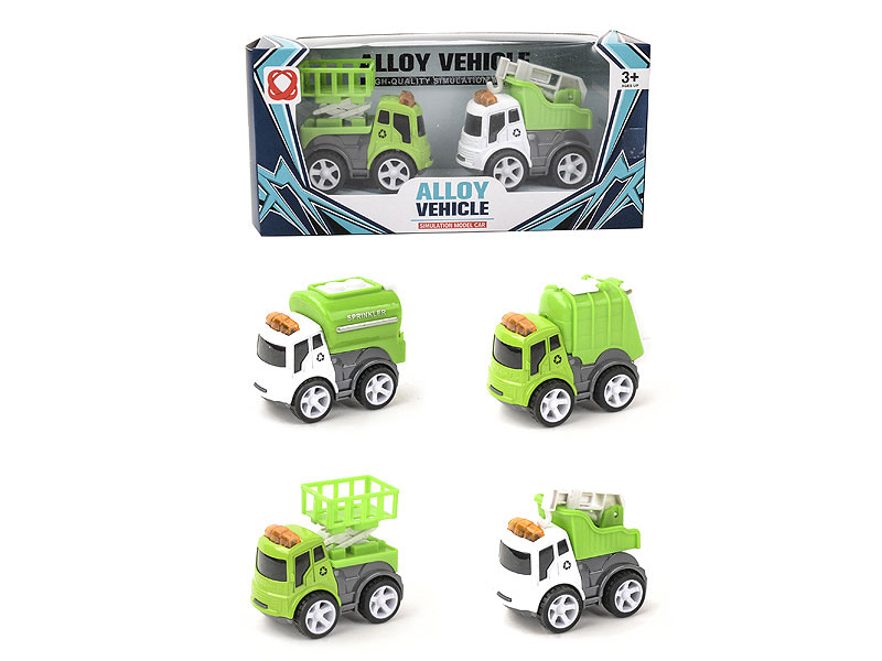 Die Cast Sanitation Truck Friction(2in1) toys