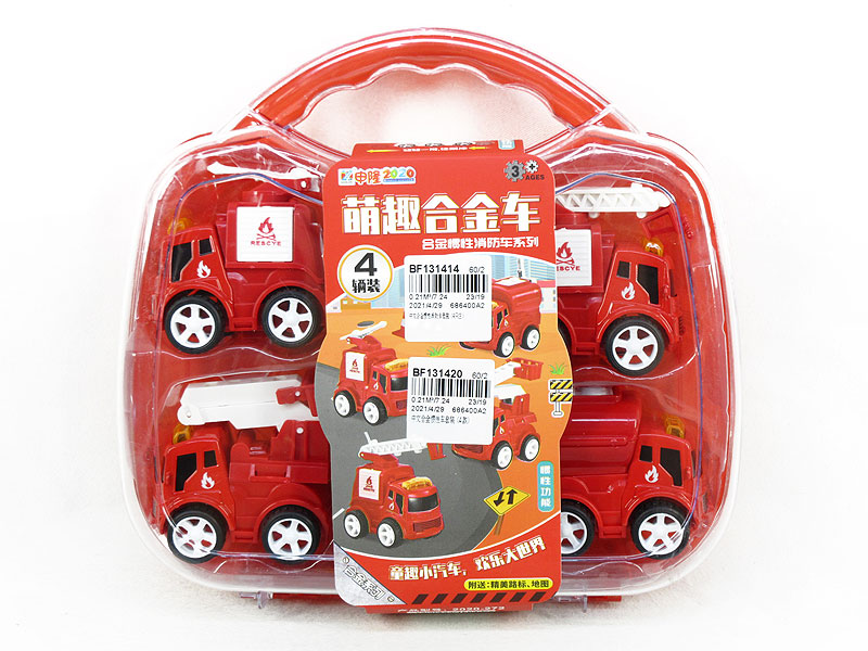 Die Cast Fire Engine Set Friction(4in1) toys