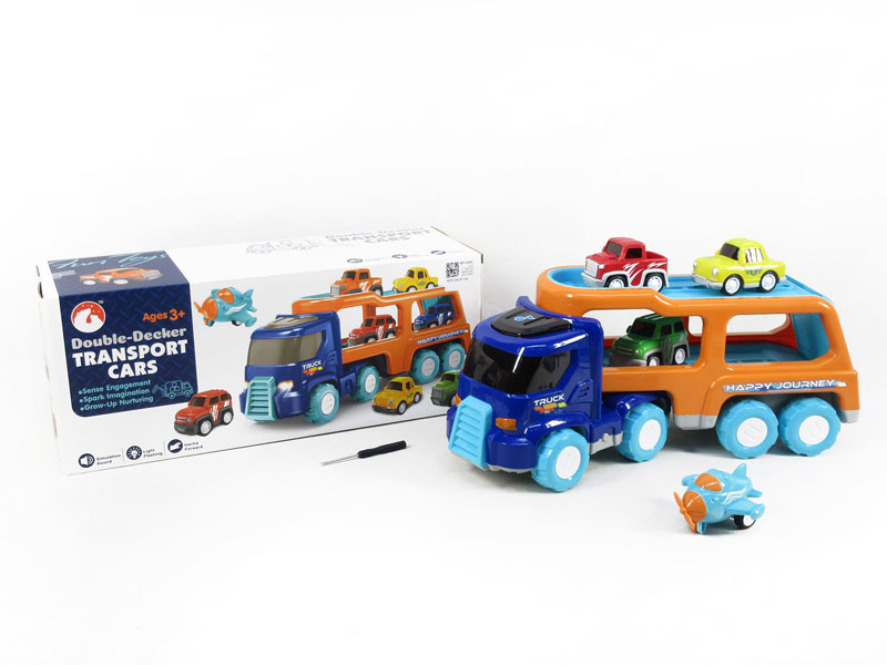 Friction Double Deck Trailer W/L_S toys
